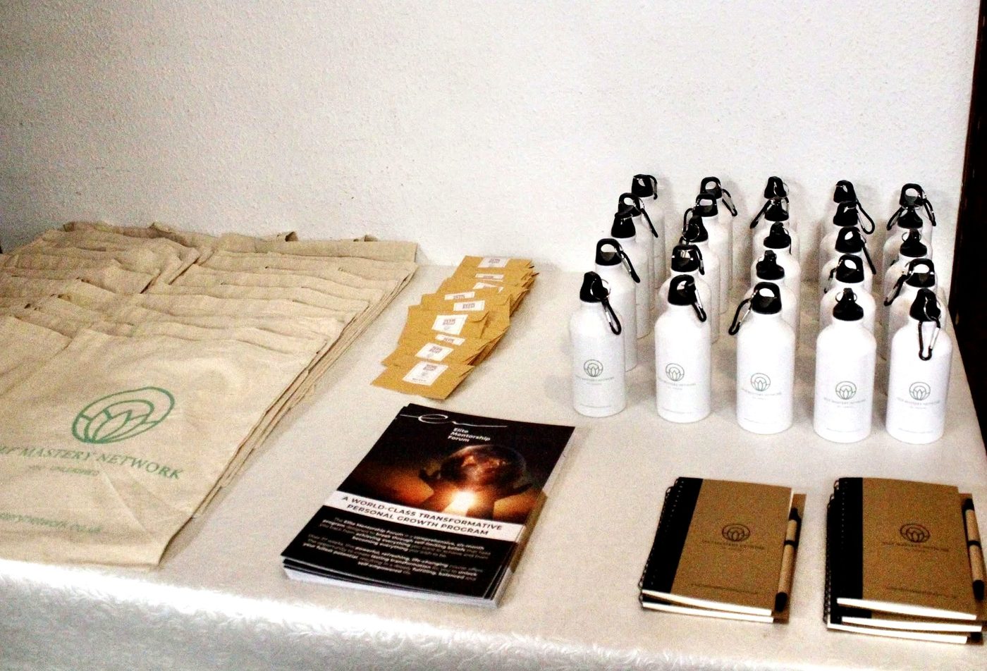 Self Mastery Network event materials laid out at Epiphany House, Truro