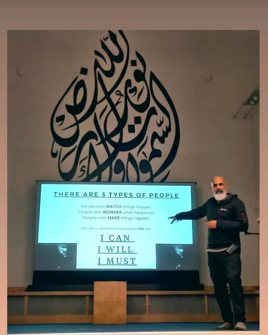Mubeen Azam speaking during a Time for Change session in Birmingham